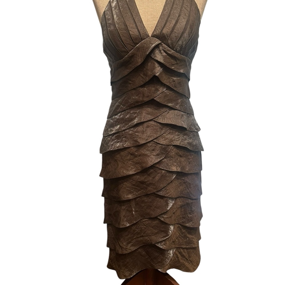 Cache Shimmering Brown Layered Dress